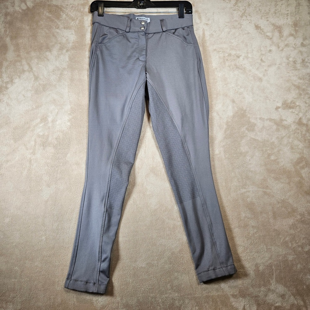 Dover Saddlery Riding Sport Womens Gray Equestrian Knee Patch Breeches‎ Size 28